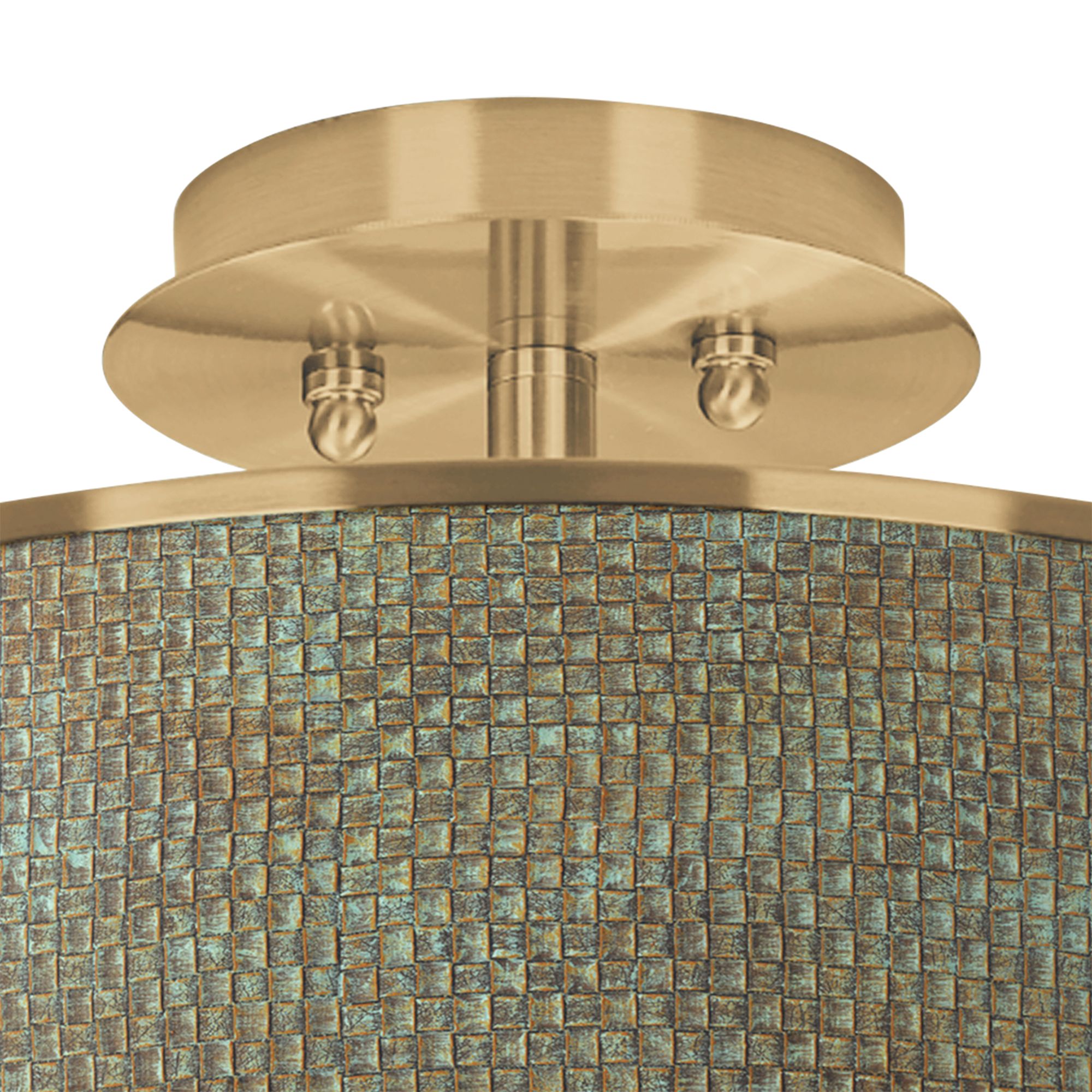 Image 2 Giclee Glow 14" Interweave Patina Shade and Gold Drum Ceiling Light more views