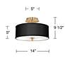 Giclee Glow 14" Wide Black Faux Silk Shade and Gold Drum Ceiling Light