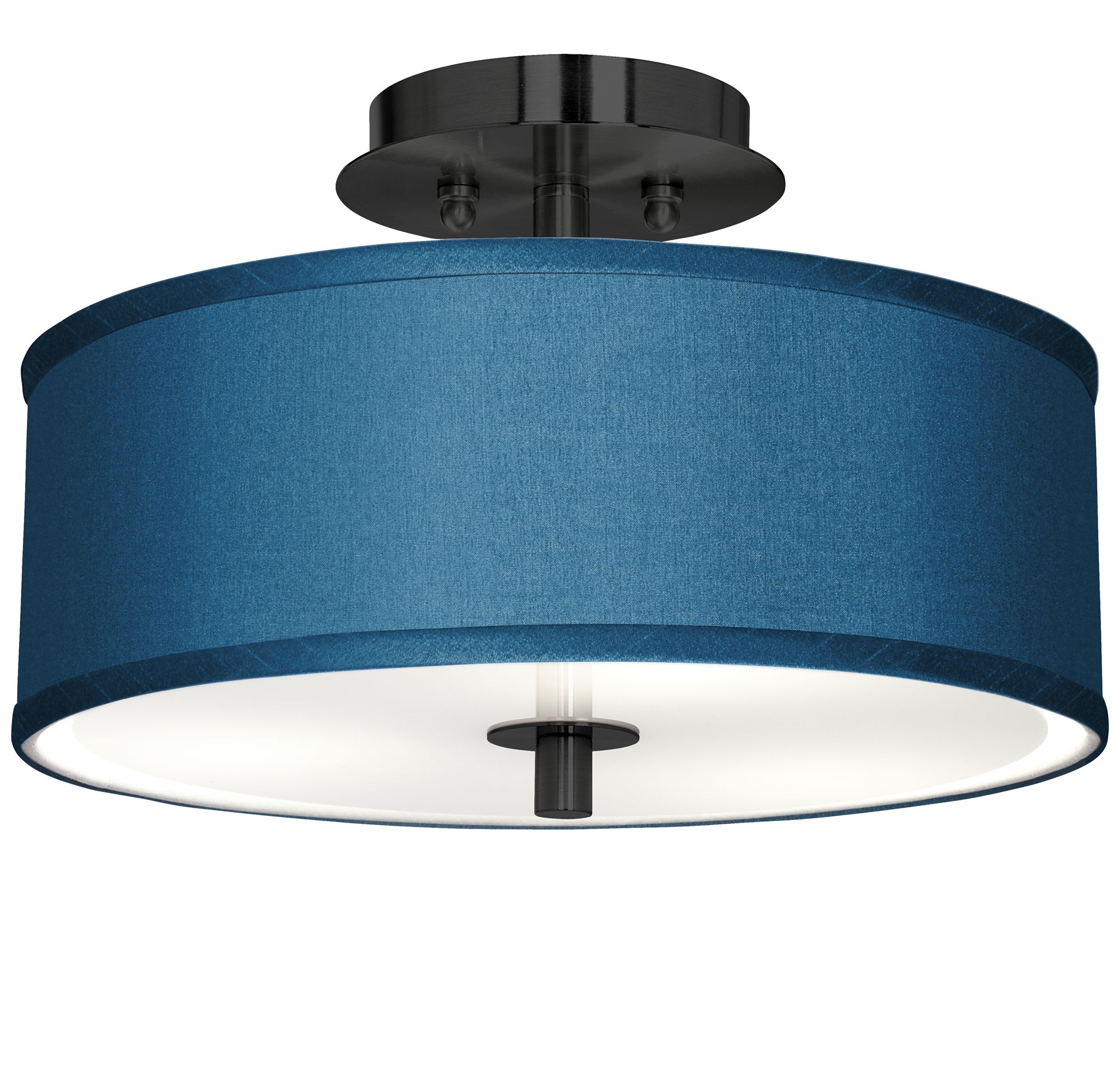 Image Giclee Glow 14" Wide Blue Faux Silk Black Finish Modern Ceiling Light