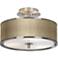 Giclee Glow 14" Wide Burlap Print Drum Ceiling Light