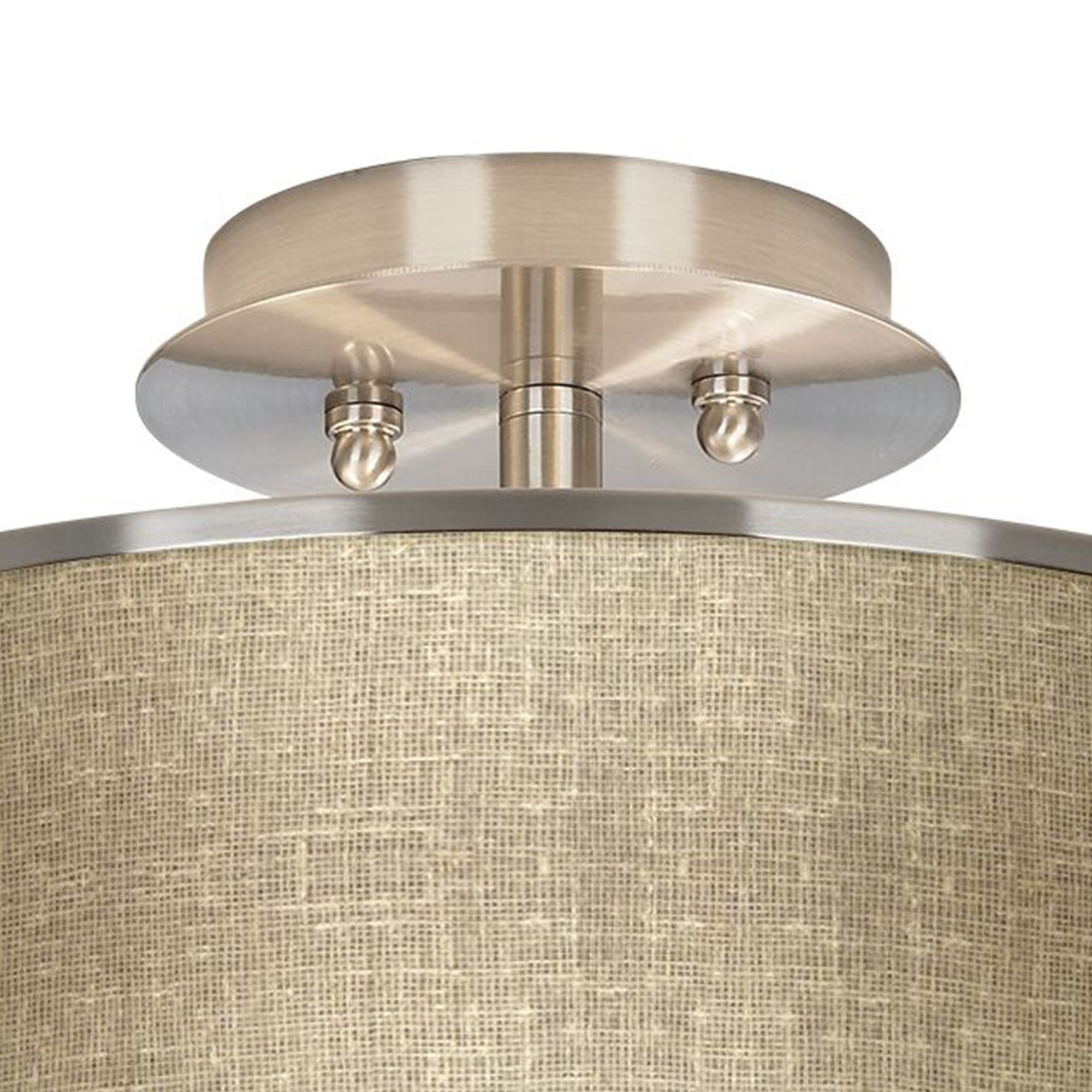 Image 3 Giclee Glow 14" Wide Burlap Print Drum Ceiling Light more views