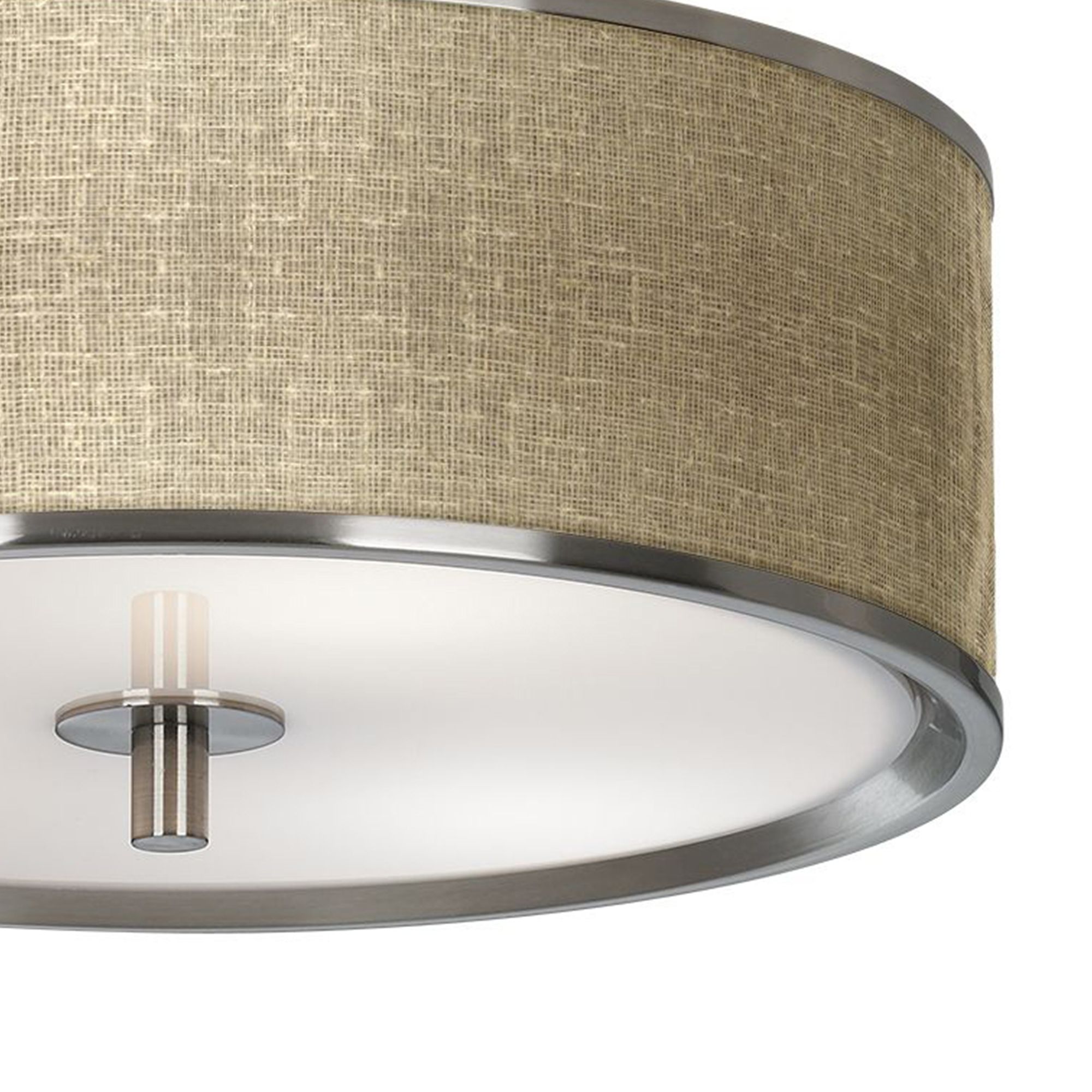 Image 4 Giclee Glow 14" Wide Burlap Print Drum Ceiling Light more views