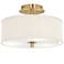 Giclee Glow 14" Wide  Cream Faux Silk and Gold Ceiling Light