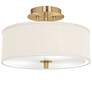 1_Giclee Glow 14" Wide  Cream Faux Silk and Gold Ceiling Light