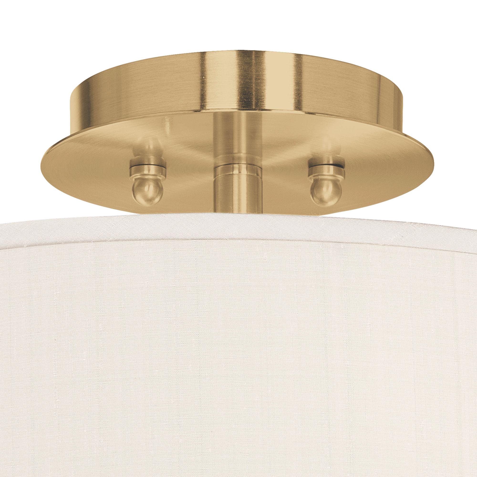 Thumbnail2 of Giclee Glow 14" Wide  Cream Faux Silk and Gold Ceiling Light more views