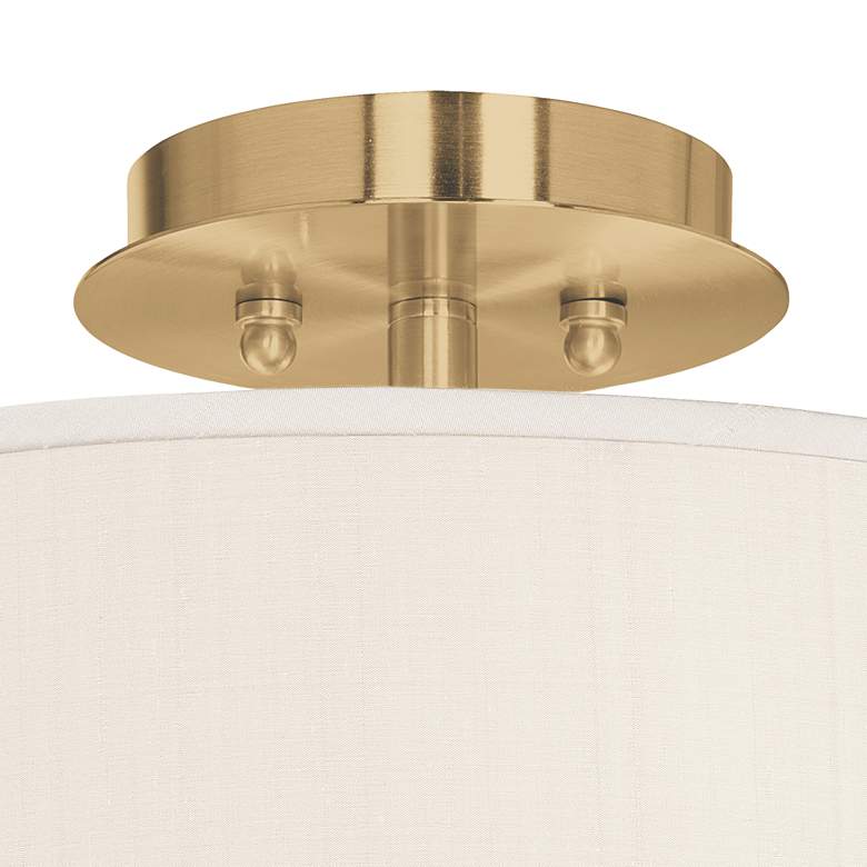 Image 2 Giclee Glow 14" Wide  Cream Faux Silk and Gold Ceiling Light more views