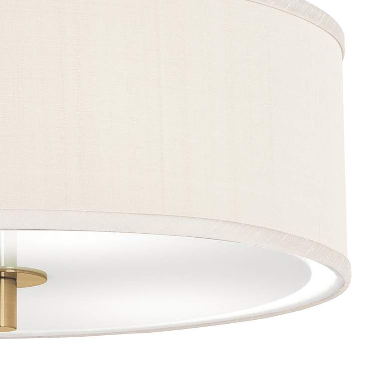 Image 3 Giclee Glow 14" Wide  Cream Faux Silk and Gold Ceiling Light more views