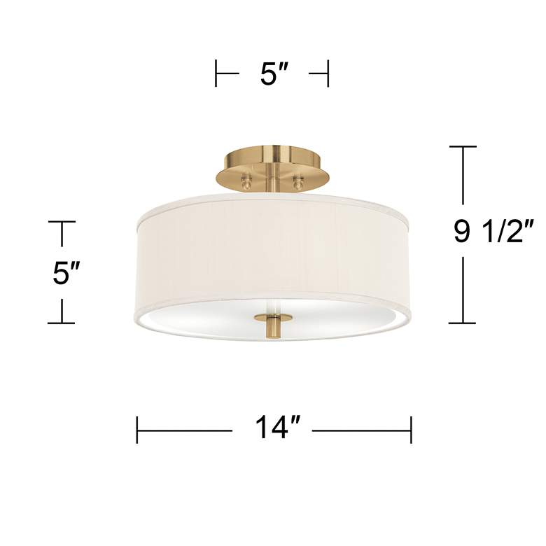 Image 4 Giclee Glow 14" Wide  Cream Faux Silk and Gold Ceiling Light more views