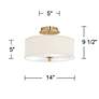 4_Giclee Glow 14" Wide  Cream Faux Silk and Gold Ceiling Light more views