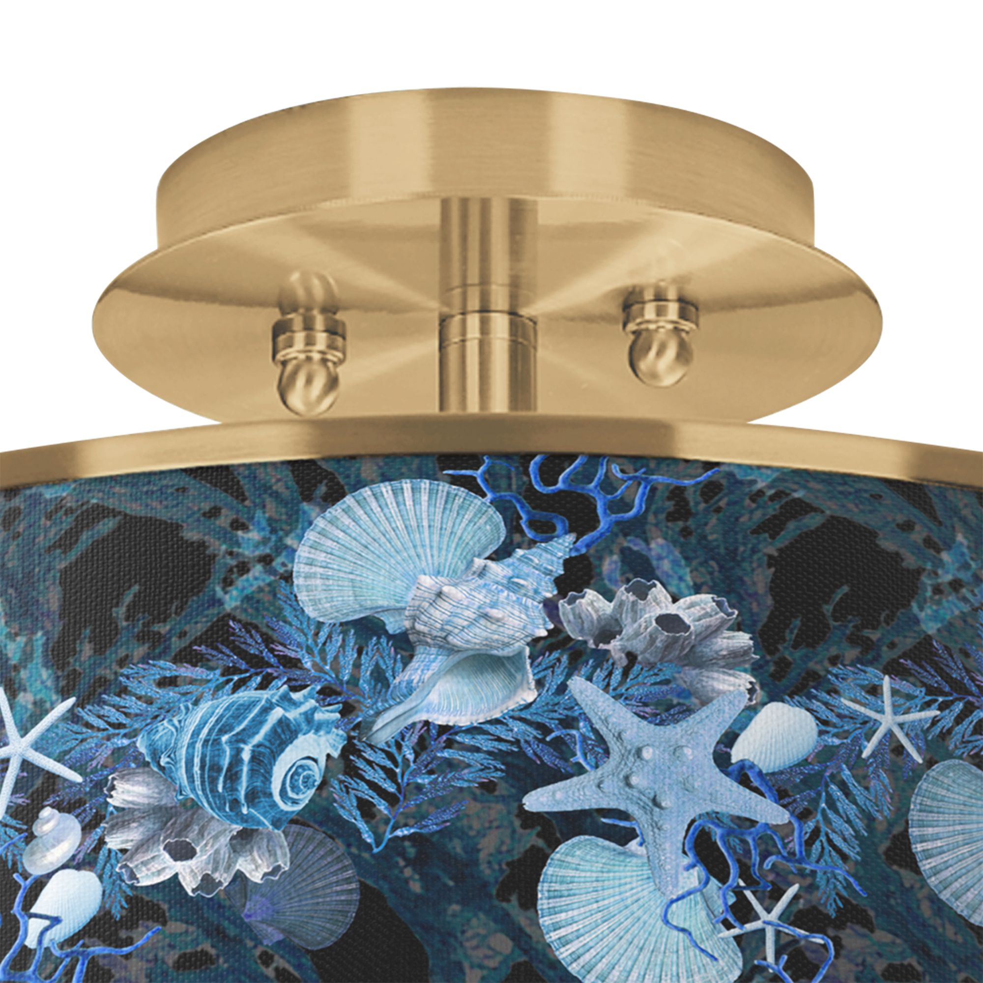 Image 2 Giclee Glow 14" Wide Gold Frame Blue Seas Shade Ceiling Light more views