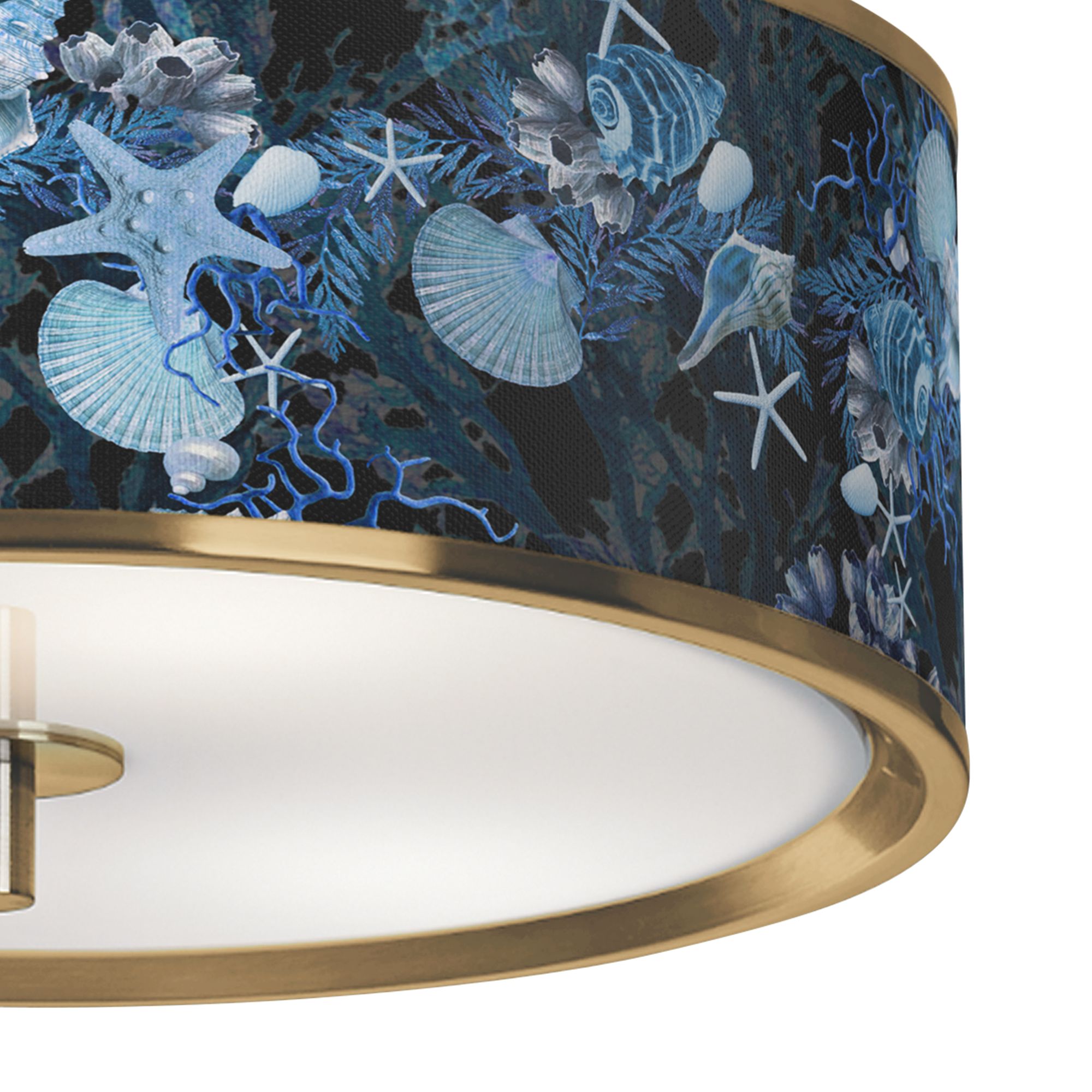 Image 3 Giclee Glow 14" Wide Gold Frame Blue Seas Shade Ceiling Light more views