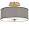 Giclee Glow 14" Wide Gray Faux Silk Shade and Gold Ceiling Light