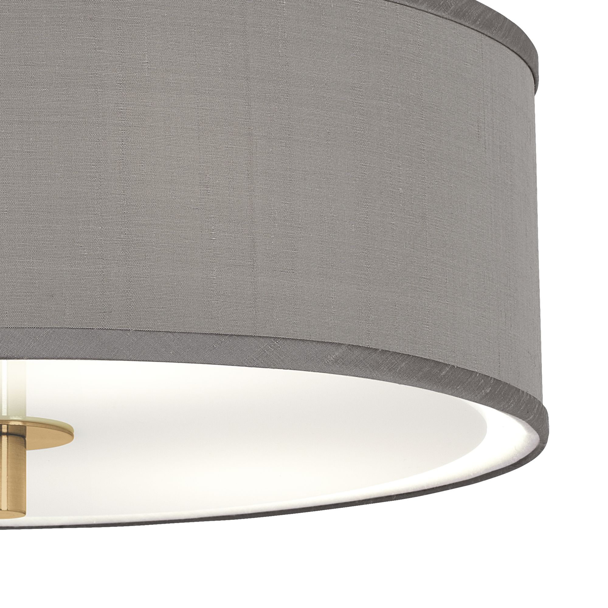 Image 3 Giclee Glow 14" Wide Gray Faux Silk Shade and Gold Ceiling Light more views