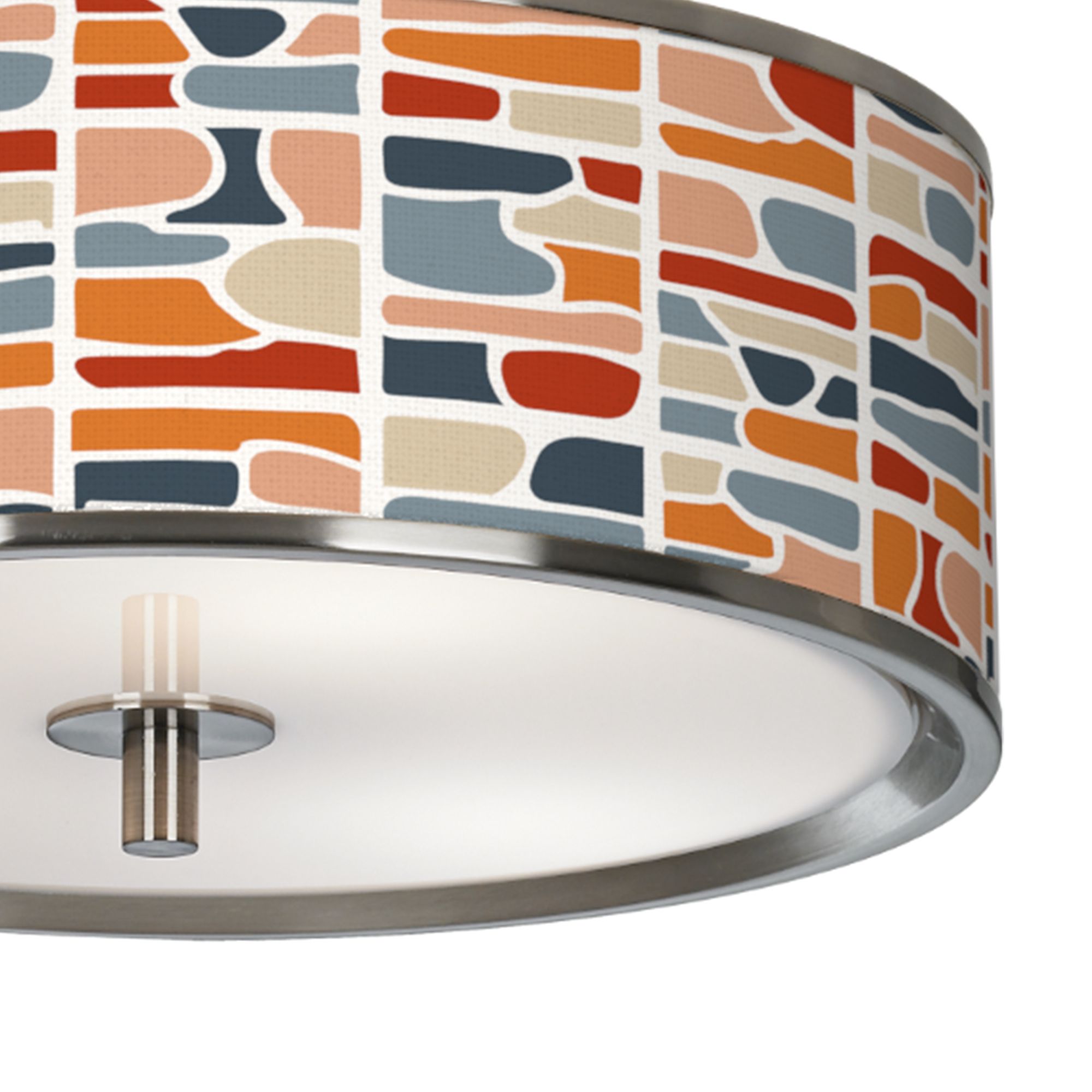 Image 3 Giclee Glow 14" Wide Retro Cobblestones Shade Modern Ceiling Light more views