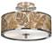 Giclee Glow 14" Wide Tropical Woodwork Drum Semi-Flush Ceiling Light