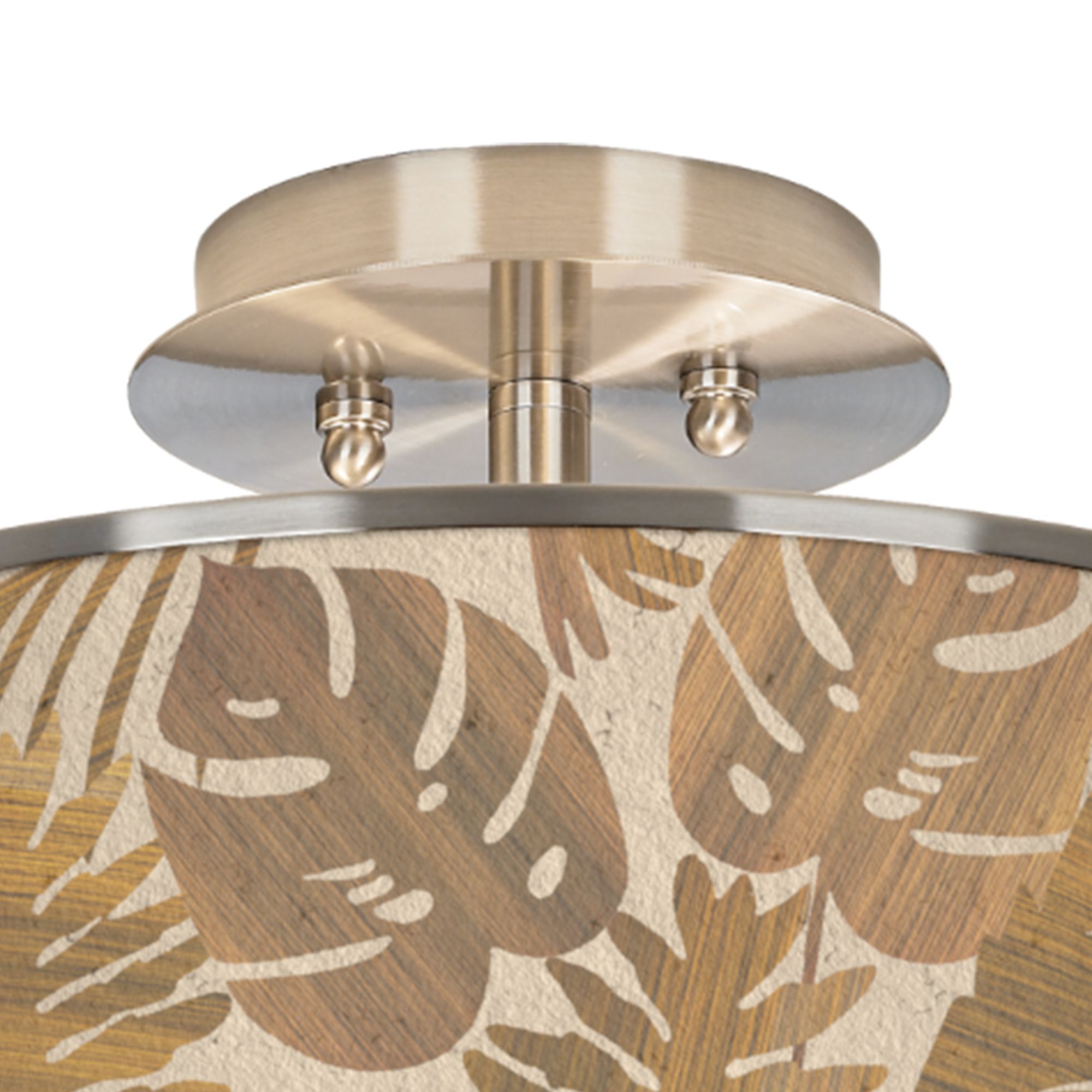 Image 2 Giclee Glow 14" Wide Tropical Woodwork Drum Semi-Flush Ceiling Light more views