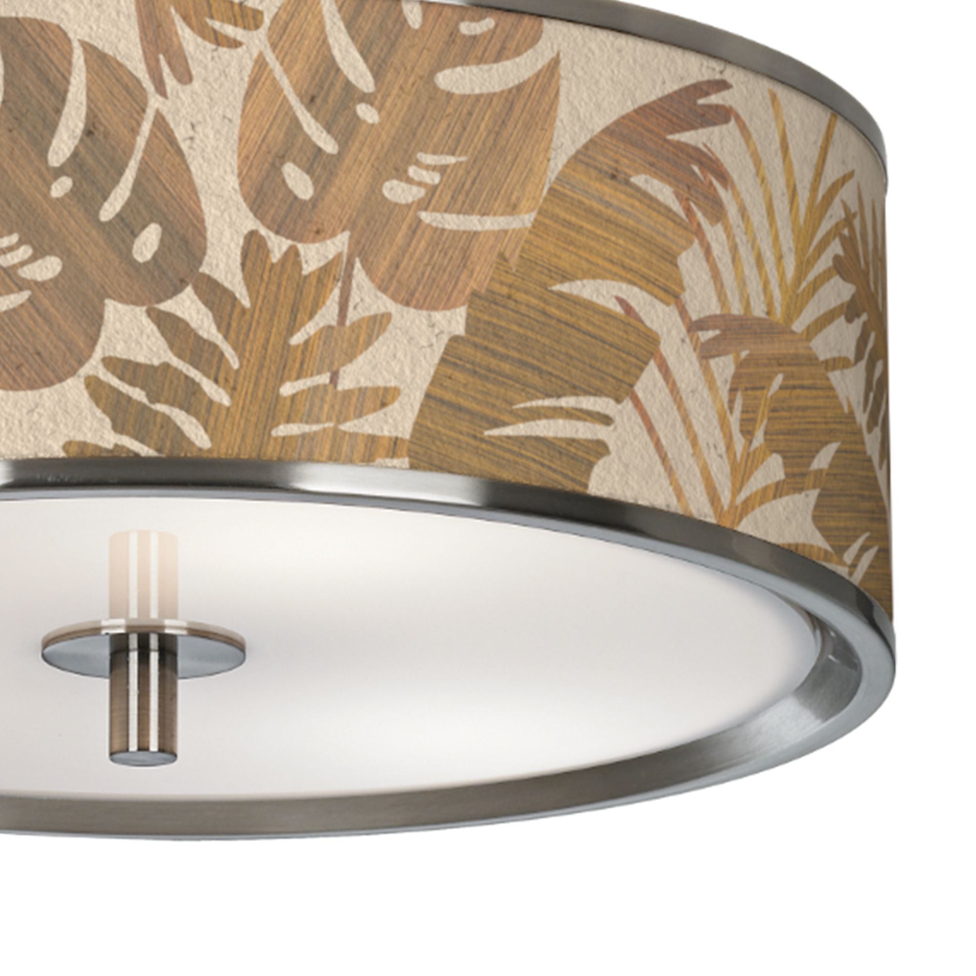 Image 3 Giclee Glow 14" Wide Tropical Woodwork Drum Semi-Flush Ceiling Light more views