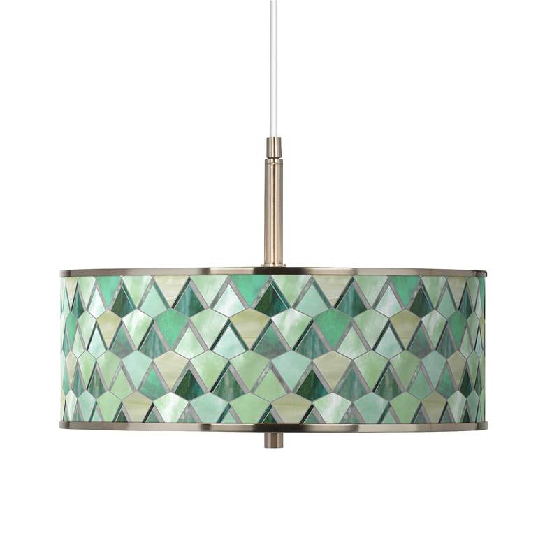 Image 1 Giclee Glow 16" Wide Green Misty Morning Shade Pendant Light