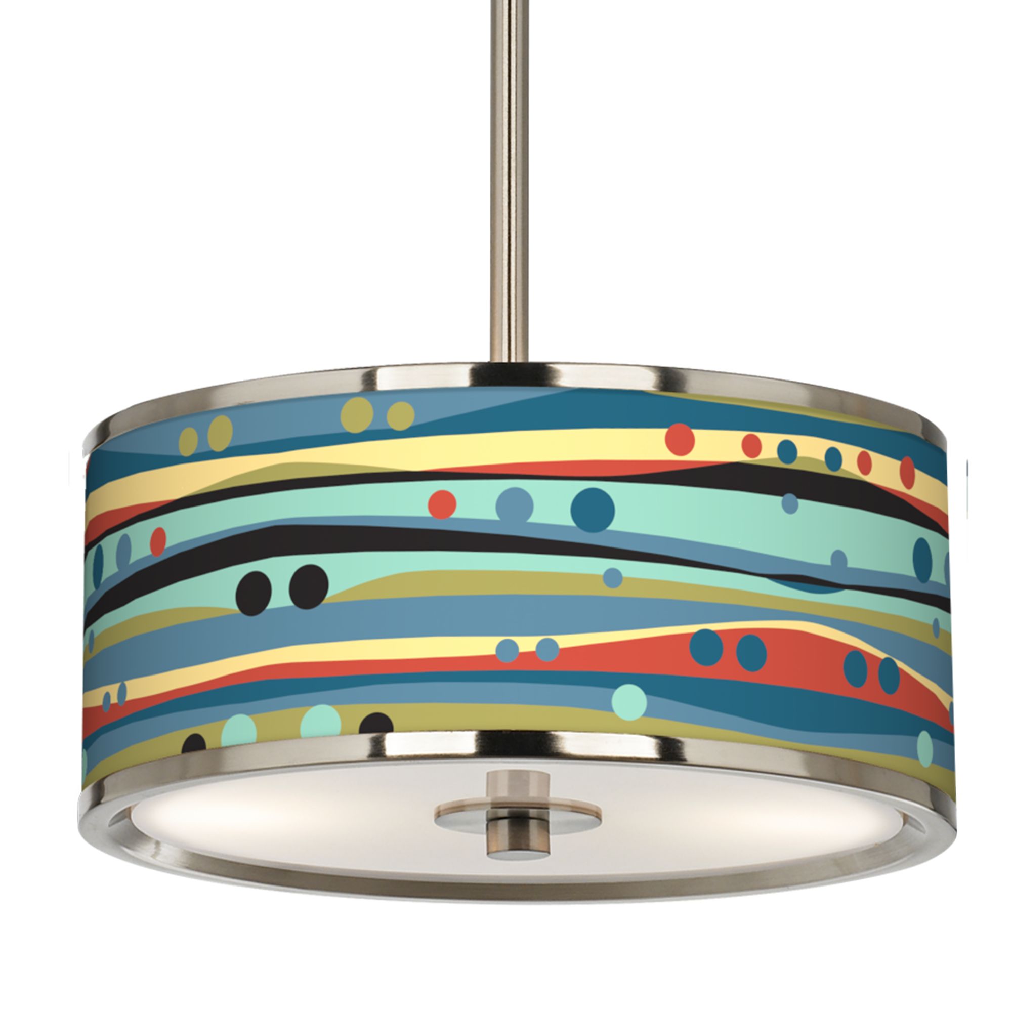 Image 3 Giclee Glow 19 1/4" Wide Retro Dots & Waves Shade Mini Pendant more views