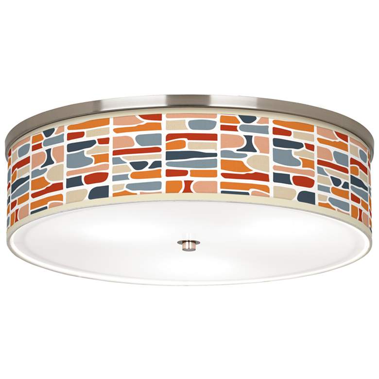 Image 1 Giclee Glow 20 1/4" Wide  Retro Cobblestones Shade Ceiling Light