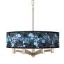 1_Giclee Glow 20" Wide 6-Light Nickel Pendant Blue Seas Shade Chandelier