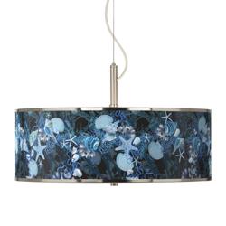 Giclee Glow 20&quot; Wide Blue Seas Drum Shade Pendant Light