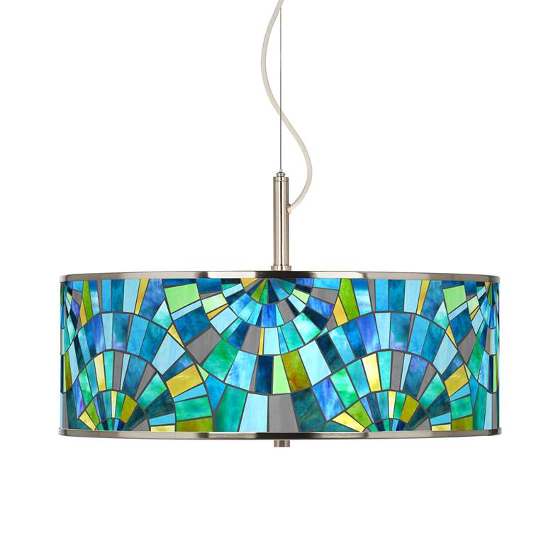 Image 1 Giclee Glow 20" Wide Lagos Mosaic Drum Shade Pendant Light