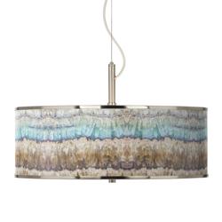 Giclee Glow 20&quot; Wide Marble Jewel Drum Shade Pendant Light