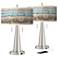 Giclee Glow 23" Marble Jewel Shade Brushed Nickel USB Lamps Set of 2