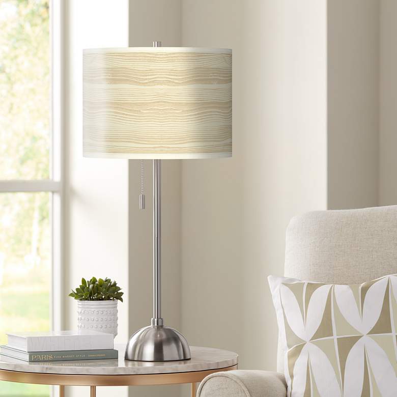 Image 1 Giclee Glow 28 inch High Birch Blonde Shade Brushed Nickel Table Lamp