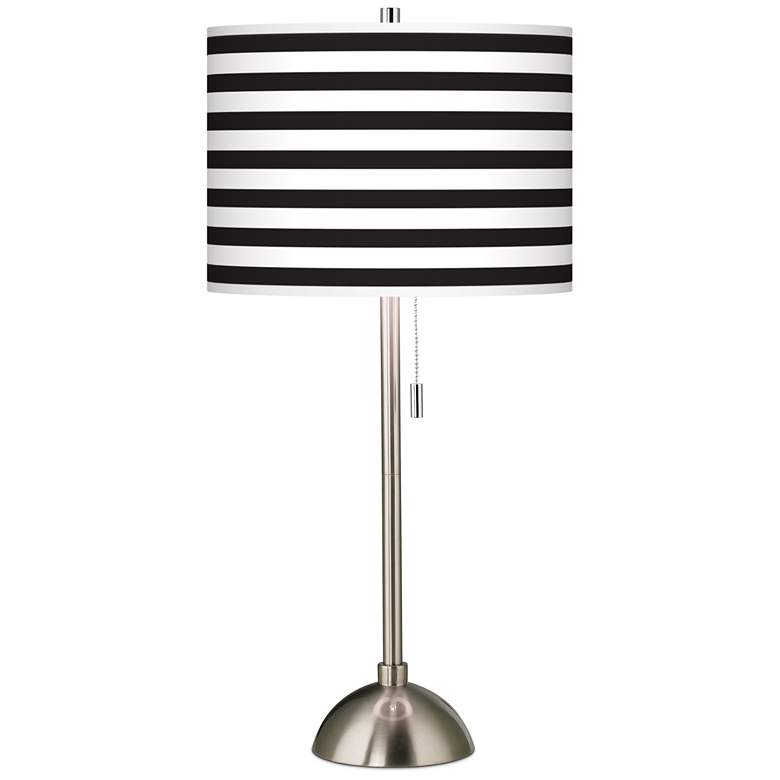 Image 2 Giclee Glow 28 inch High Black White Horizontal Stripe Brushed Nickel Lamp
