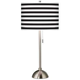 Image2 of Giclee Glow 28" High Black White Horizontal Stripe Brushed Nickel Lamp