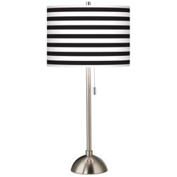 Giclee Glow 28&quot; High Black White Horizontal Stripe Brushed Nickel Lamp