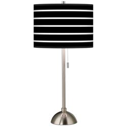 Giclee Glow 28&quot; High Bold Black Stripe Brushed Nickel Table Lamp