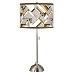 Giclee Glow 28" High Craftsman Mosaic Shade Brushed Nickel Table Lamp