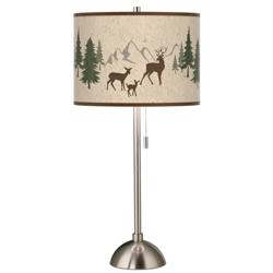 Giclee Glow 28" High Deer Lodge Shade Brushed Nickel Table Lamp