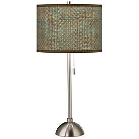 Image2 of Giclee Glow 28" High Interweave Patina Shade Brushed Nickel Table Lamp