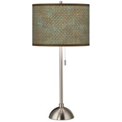 Giclee Glow 28&quot; High Interweave Patina Shade Brushed Nickel Table Lamp