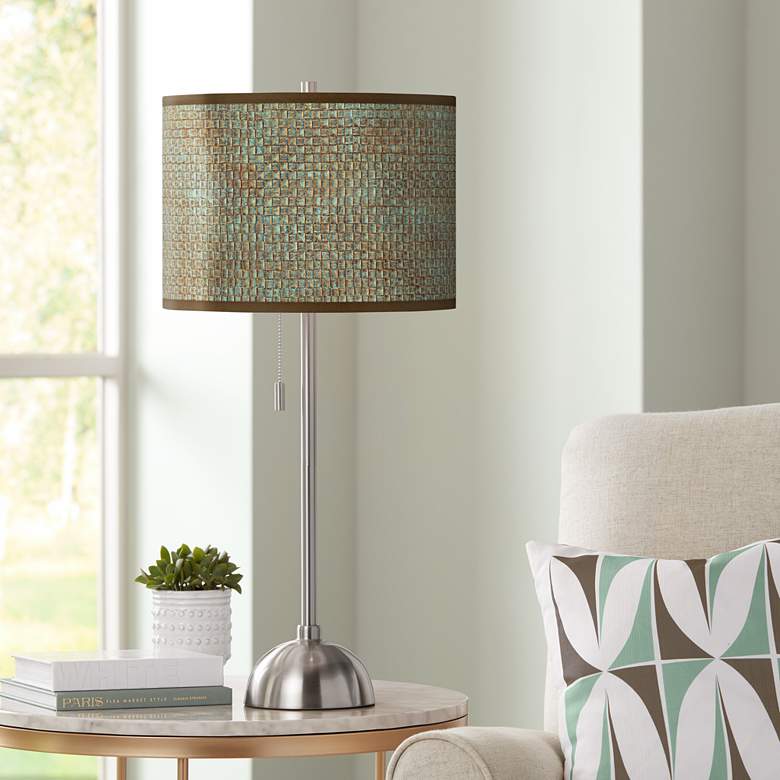 Image 1 Giclee Glow 28 inch High Interweave Patina Shade Brushed Nickel Table Lamp