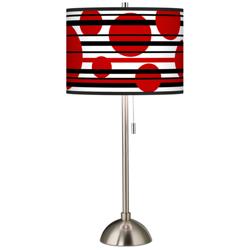 Giclee Glow 28&quot; High Red Balls Brushed Nickel Table Lamp