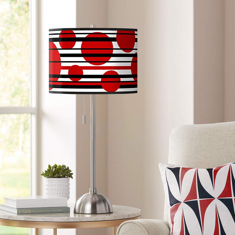 Image 1 Giclee Glow 28" High Red Balls Brushed Nickel Table Lamp