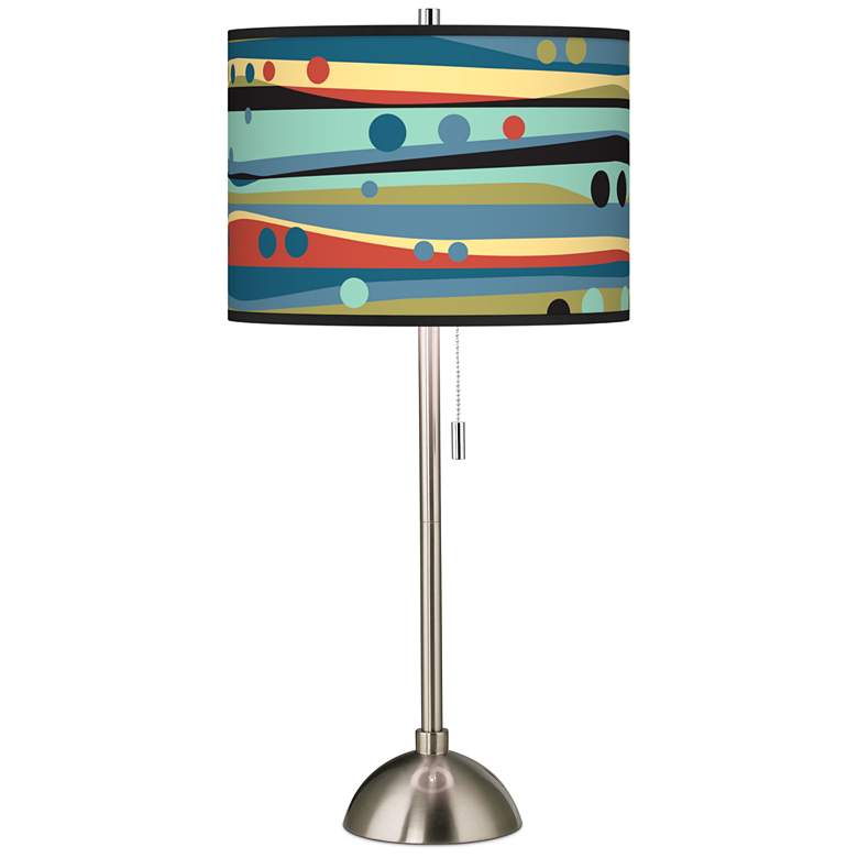 Image 2 Giclee Glow 28" High Retro Dots and Waves Brushed Nickel Table Lamp