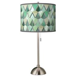 Giclee Glow 28" Misty Morning Giclee Shade Brushed Nickel Table Lamp