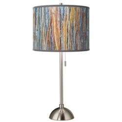 Giclee Glow 28" Striking Bark Shade Brushed Nickel Modern Table Lamp