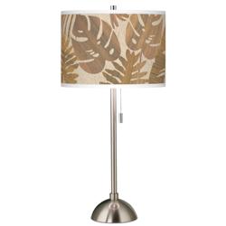 Giclee Glow 28" Tropical Woodwork Brushed Nickel Table Lamp