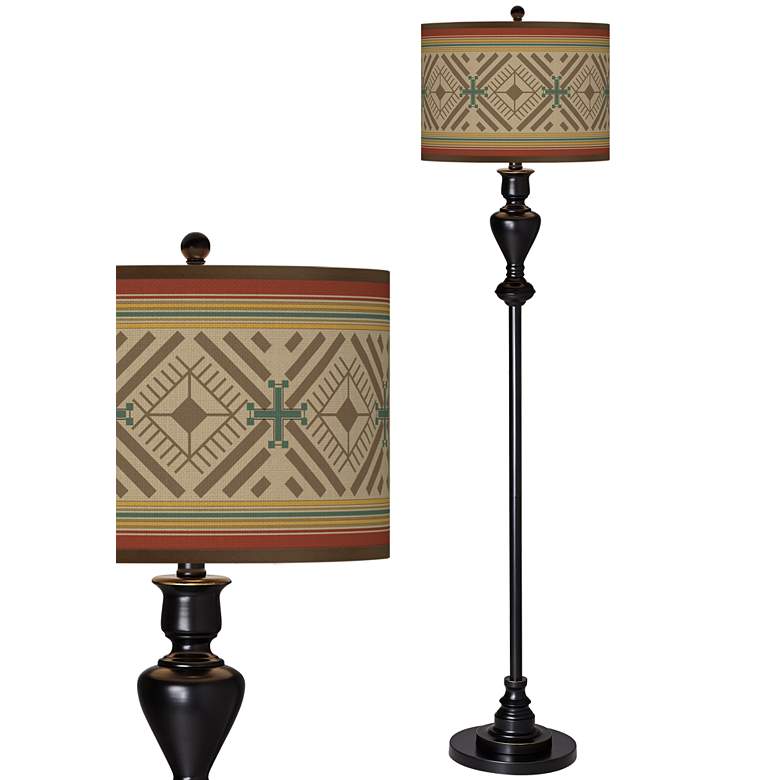 Image 1 Giclee Glow 58" Desert Diamonds Shade Black Bronze Floor Lamp