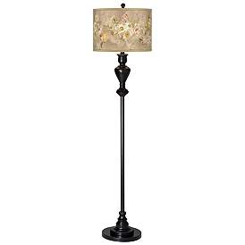 Image2 of Giclee Glow 58" High Floral Spray Shade Black Bronze Floor Lamp