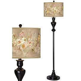 Image1 of Giclee Glow 58" High Floral Spray Shade Black Bronze Floor Lamp