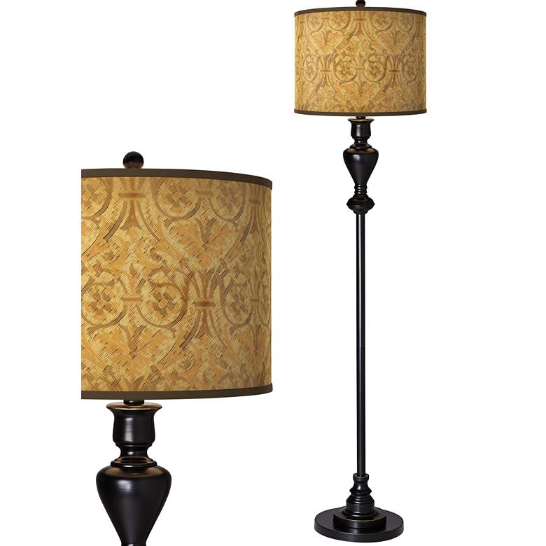 Image 1 Giclee Glow 58" High Golden Versailles Shade Black Bronze Floor Lamp