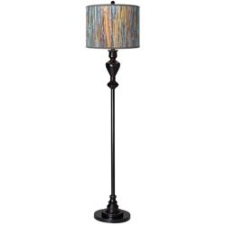 Giclee Glow 58&quot; High Striking Bark Shade Black Bronze Floor Lamp